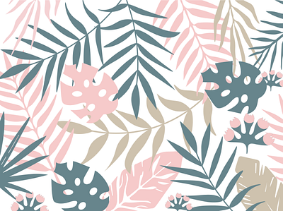 Tropical Pattern Vector design flowers iillustations pattern pink tropical leaves