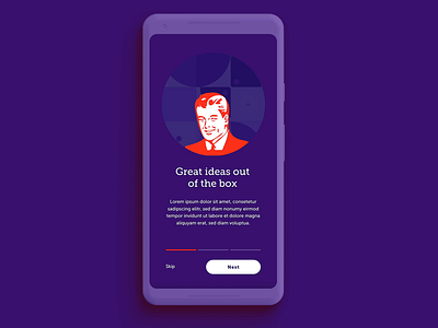 Mobile onboarding UI Adobe XD adobexd animated animation design illustration layout red retro screendesign ui xd