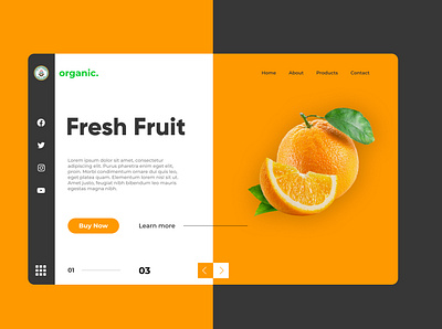 Organic - Fruits Website design figma home screen landing page orange ui ui ux ui design ui ux design user interface web webdesign website website concept website design