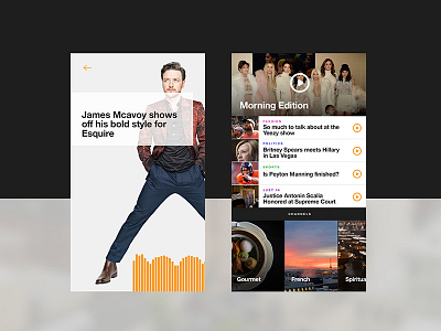 Morning News & Entertainment App Concept app design digital interface news player ux