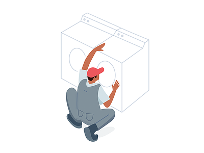 Home Repair Illustration appliance crouched cute home illustration man washer
