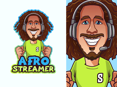 Afro streamer character illustration characters design game illustration mascotlogo vector