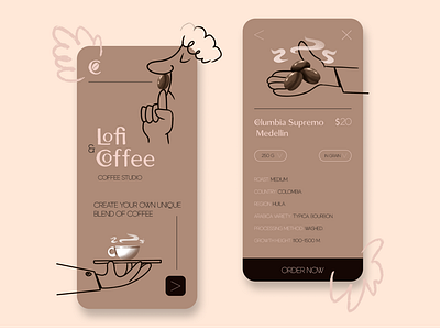 Coffee studio mobile app/illustration
