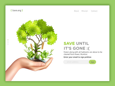 Save Trees Landing page concept adobe illustrator savetrees webdesign