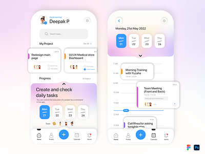 Personal project - Task management & team collaboration adobephotoshop figma mobile ui ui ux