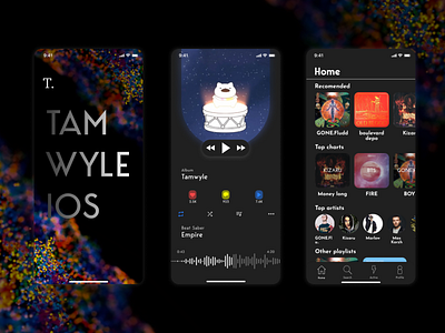 Dark Theme Music Mobile App 2d branding dark theme design figma graphic design illustration mobile app music music mobile app ui ux vector