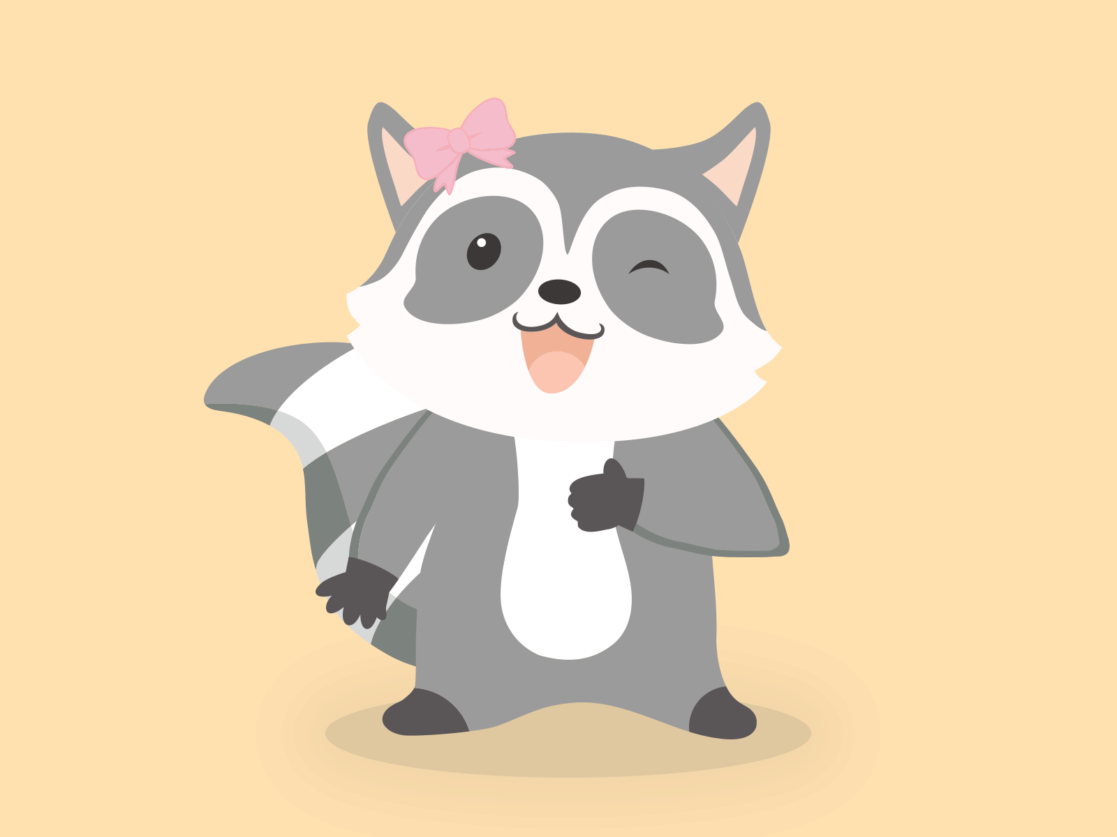 Cute Happy Racoon Character Design 2d animation flat illustration minimal vector