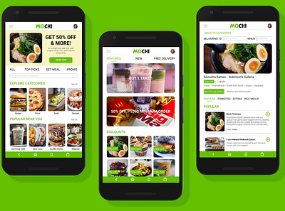 Mochi Food Delivery App design flat graphic design minimal mobile design ui ux design