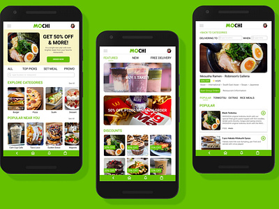 Mochi Food Delivery App design flat graphic design minimal mobile design ui ux design