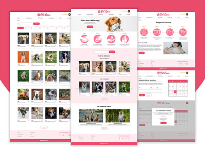 Pet Care: Animal Adoption Website branding logo minimal pink ux design webdesign