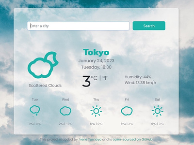 Weather forecast application project build with ReactJS ui