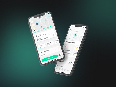 Leev — Environmentally friendly taxi booking app app application cab car environment green mobile ride taxi travel ui
