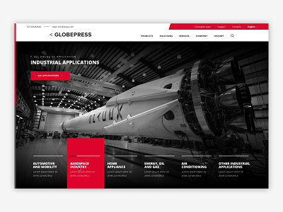 Homepage section for an industrial site