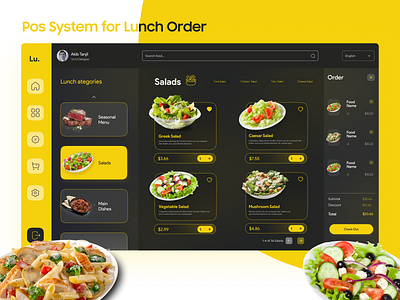 POS System for Lunch Order dark mode dashboard design food food dashboard food order pos food point of sale glass morphism lunch point of sales system pos pos design pos system pos terminal salad shop ui ui trend 2021 ux web