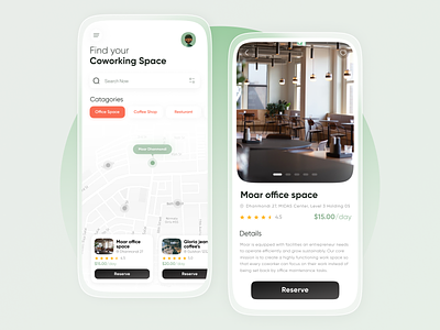 Coworking Place Finding App android app app app design application coworking coworking place dribble best shot feed figma minimal design mobile screens mobile ui networking remote job search social app trendy ui ui ui design ux ui design