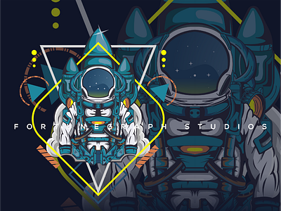 Astronaut mecha geometric.