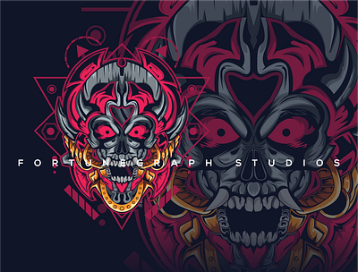 The red skull screams angry branding caracter clothing cyberpunk2077 design horror icon illustration japanese mascot scream skull space symbol