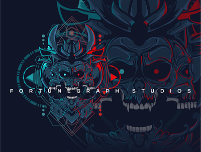 Myth skull with face 3 mecha style. 3face caracter clothing color cyberpunk2077 esport face illustration japanese mascot mecha screaming sketch skull skull and crossbones skull art trimurti