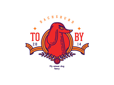 Toby ai badge lettering line logo toby type wienerdog