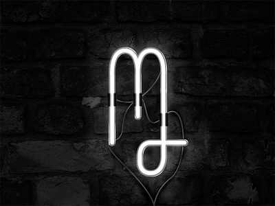 M aplication black exercise lettering light m neon type white