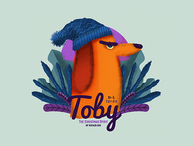 Toby christmas dachshund illustration noise plant toby vector
