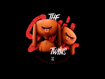 The Evil Twins badge crest dachshund dogs evil illustration lettering retouch satanic twins typography vector