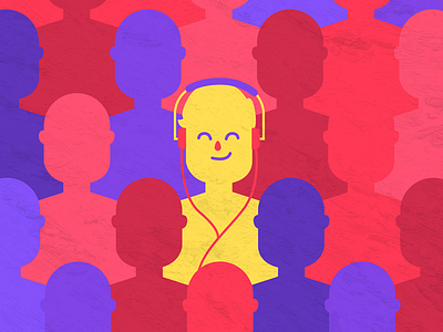 Fundación Telmex ai happy headphones illustration music pattern red vector yellow