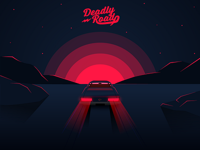 Deadly Road ai background car deadly exercise illustration lettering muscle night road vector