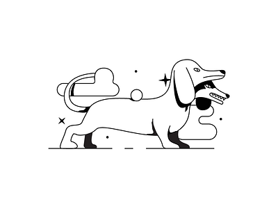 t&t dachshund dog illustration line monster totti twoheaded vecto