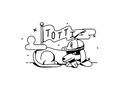 Totti cap chilling dachshund dl dog flag illustration vector