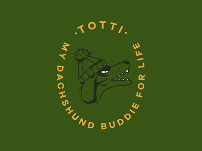 Totti crest dachshund dog illustration lettering