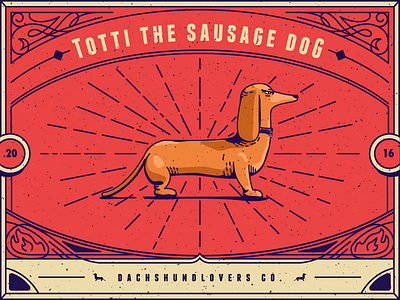 Totti dachshundlovers dog illustration lettering line ornament sausagedog vector