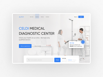 The main screen of the Zeldi Clinic design doctors landing page medicine ui ux web