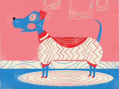 Side Shop Dog dog illustration rug sweater