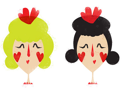 Happy Valentine's Day girls hair hearts holiday illustration red valentines day