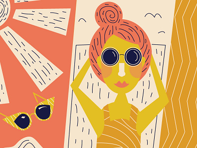 Beach Day illustration sun sunglasses sunscreen swimsuit umbrellas