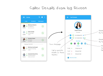 Caller Details from log Screen app design ui ux