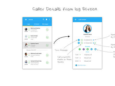 Caller Details from log Screen