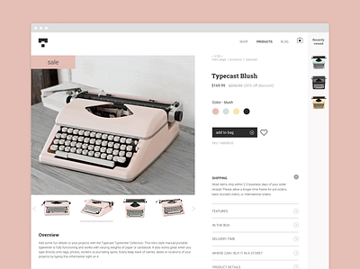 e-commerce website / desktop & mobile branding design ecommerce flat pink responsive design typewriter ui web