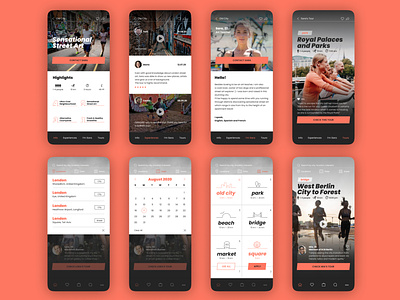 2run - mobile app app branding design mobile orange run tour ui
