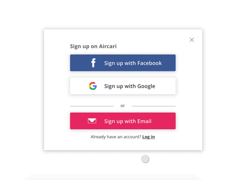 Wanna signup or login? animation desktop facebook flinto forms interface login onboarding signup ui web