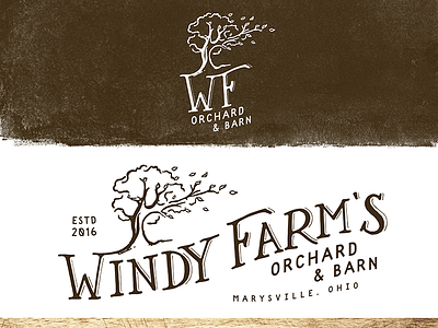 Windy Farm's Orchard & Barn barn branding farm handcrafted handdrawn handlettering logo orchard vintage