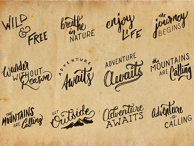 Adventure Lettering adventure font font design hand drawn handdrawn handlettering journey lettering mountains outside wild