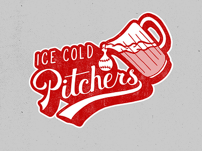 Ice Cold Pitchers baseball beer hand drawn handlettering jersey logo softball sports vintage
