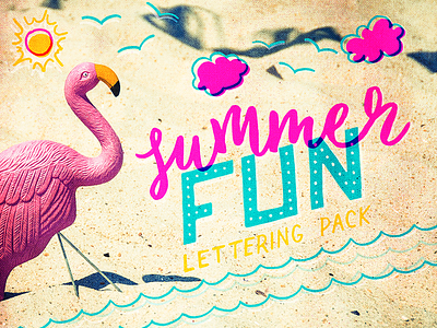 Summer Fun beach flamingo font fun hand drawn handlettering illustration lettering summer sun vintage