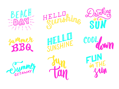 Summer Fun Lettering - Details beach flamingo font fun hand drawn handlettering illustration lettering summer sun vintage
