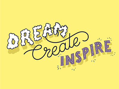 Dream Create Inspire disciple grace hand drawn hand painted installation mural script vector
