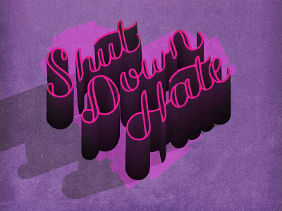 Shut Down Hate 3d font goodtype handlettering illustration lettering love stop hate vintage