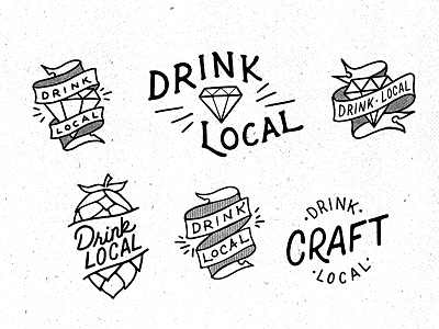 Drink Local american traditional beer craft beer handlettering illustration lettering sans serif spur tattoo vintage