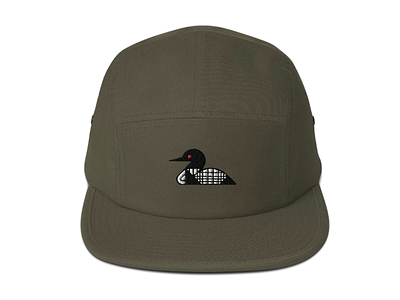 Loon bird cap design embroidery geometric grid hat loon stitch